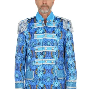 Carnavalsjas heren blauw zilver