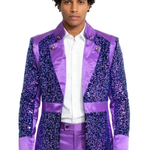 Carnavalsjas Heren Sequin paars Deluxe