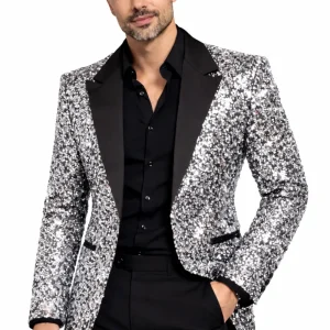 Herencolbert pailletten zilver