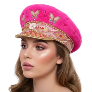 Kapiteinspet Luxe Roze met bont