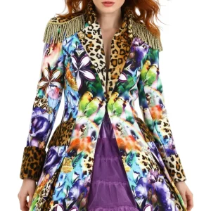 Lange Panter en vogels jas dames