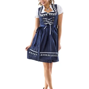 Blauw Witte Dirndl Met Polka Dots