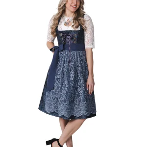 Dirndl 2-delig Jacquard Nachtblauw Glitters