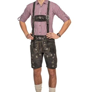 Lederhose Kort Antraciet Vintage Look Heren