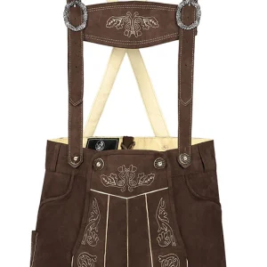 Trachtenhose Kort Donkerbruin Faux Suede Heren