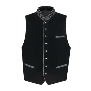 Trachtenweste Zwart Fluweel Heren