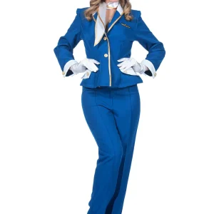 Luxe Stewardess Kostuum Blauw Dames