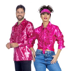 Rouches Overhemd Satijn Cyclaam