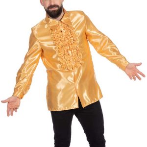 Rouches Overhemd Satijn Goud