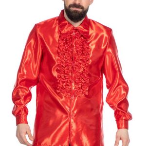 Rouches Overhemd Satijn Rood