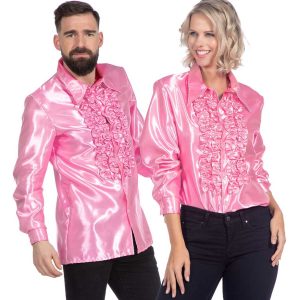 Rouches Overhemd Satijn Roze